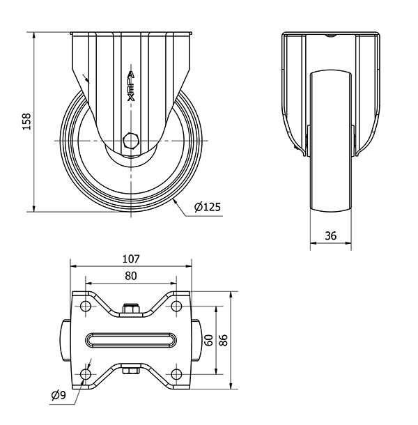 R.FIJA 17ZVL125-TNE NYLON BLANCO EJE LISO