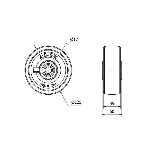 RUEDA TNB125-17-51 NYLON BLANCO EJE BOLAS