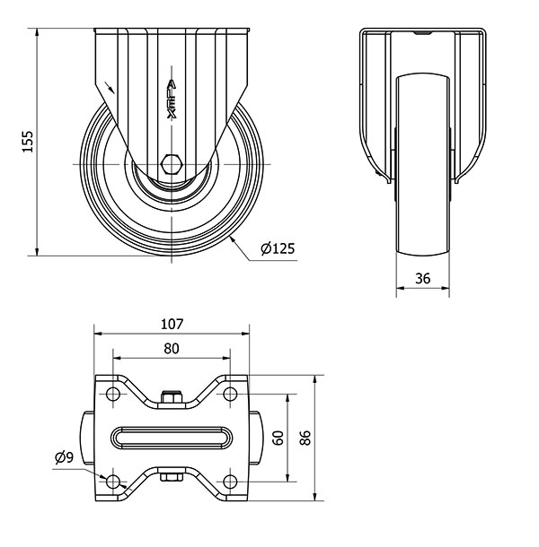 R.FIJA 17ZV125-TNEB NYLON BLANCO EJE BOLAS
