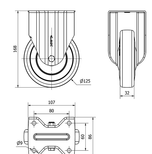 R.FIJA 17A125CP-PGAN POLIAMIX-GOMA GRIS EJE LISO