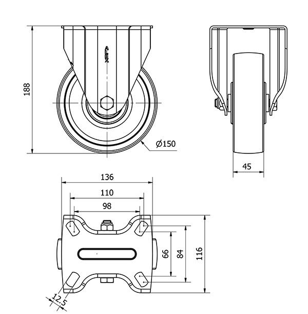 R.FIJA 17TV150-TNB NYLON BLANCO EJE BOLAS