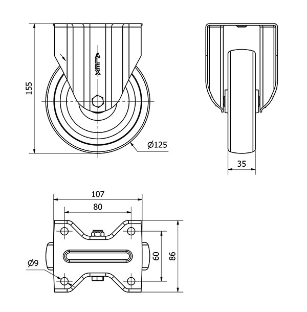 R.FIJA 17ZV125-UT POLIAMIX BLANCO EJE LISO