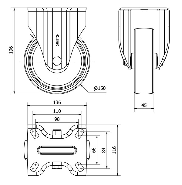 R.FIJA 17ZV150-UT POLIAMIX BLANCO EJE LISO