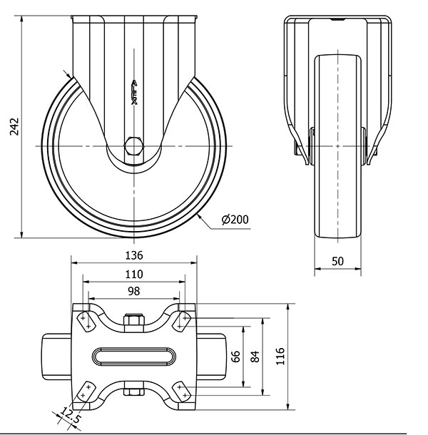 R.FIJA 17ZV200-UT POLIAMIX BLANCO EJE LISO