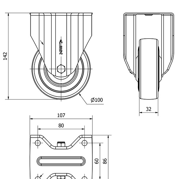 R.FIJA 17A100CP-PGAN POLIAMIX-GOMA GRIS EJE LISO
