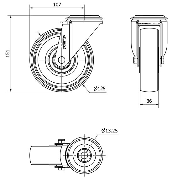 R.GIR.AGUJERO M12 INOX.20ZVI125-TNEBI NYLON BLANCO EJE BOLAS INOX