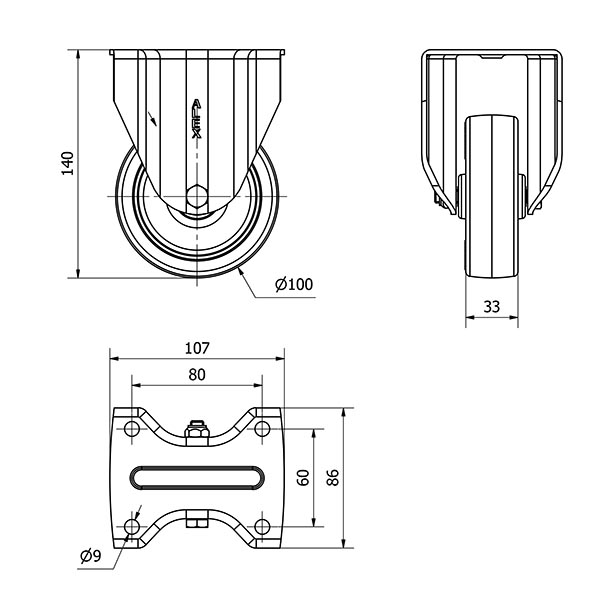 R.FIJA 17TV100-PO NYLON BLANCO-POLIUR.ROJO EJE LISO