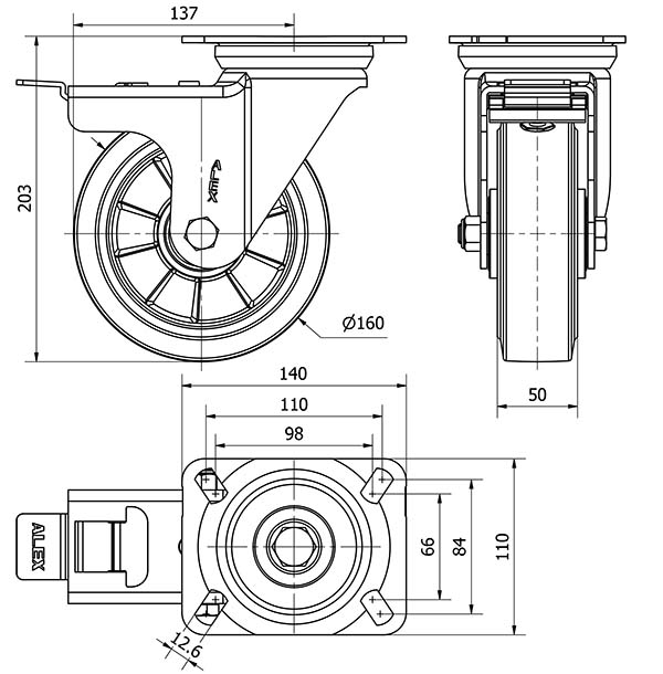 R.GIR.PLACA FRENO 4mm 10ZVRFD160-DEB ALUM-GOMA NEGRA ELASTICA BOLAS