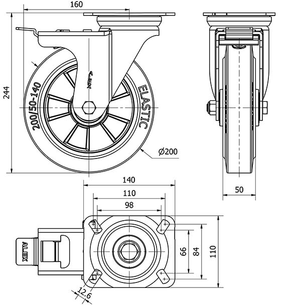 R.GIR.PLACA FRENO 4mm 10ZVRFD200-DEB ALUM-GOMA NEGRA ELASTICA BOLAS