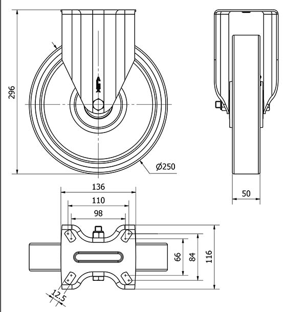R.FIJA 4mm 17ZVR250-HUB HIERRO-POLIUR.NARANJA EJE BOLAS