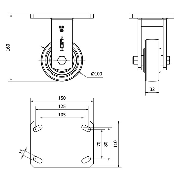 R.FIJA 17HLB100-FTB NYLON BLANCO EXTRAFUERTE EJE BOLAS