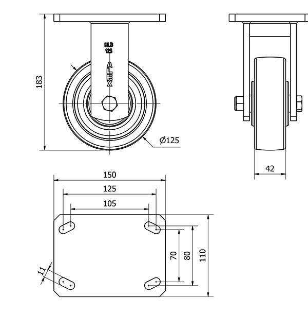 R.FIJA 17HLB125-FTB NYLON BLANCO EXTRAFUERTE EJE BOLAS