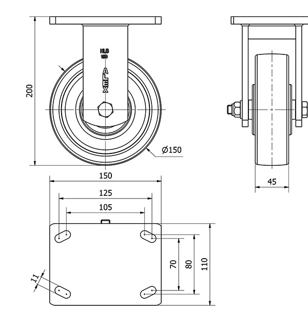 R.FIJA 17HLB150-FTB NYLON BLANCO EXTRAFUERTE EJE BOLAS