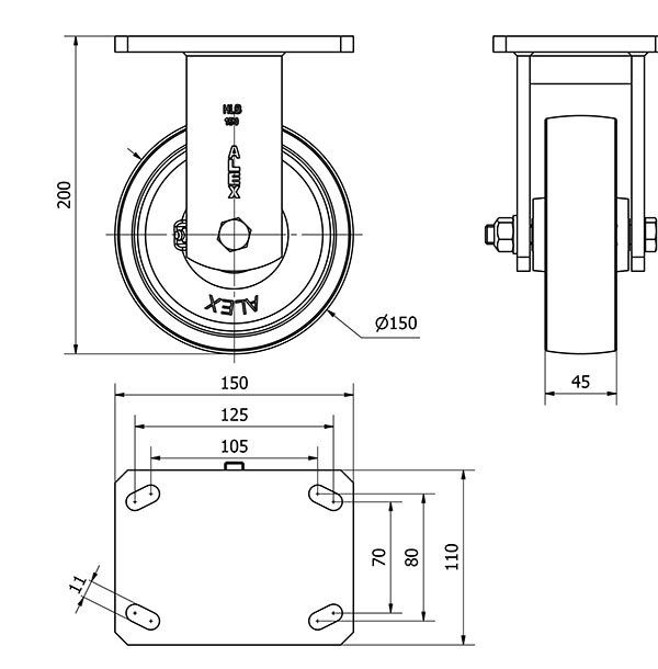 R.FIJA 17HLB150-CI HIERRO FUNDIDO EJE LISO
