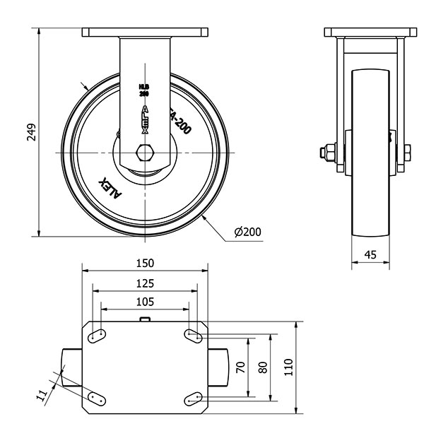 R.FIJA 17HLB200-CI HIERRO FUNDIDO EJE LISO