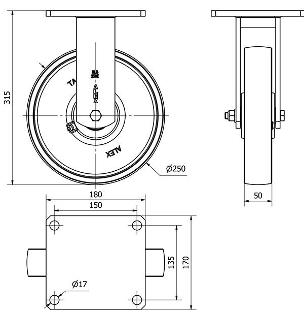 R.FIJA 17HLB250H-CIB HIERRO FUNDIDO EJE BOLAS
