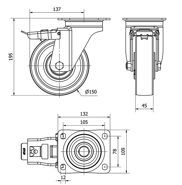 R.GIR.PLACA FR.INOX 4mm 10ZVRIFD150-FTBI NYLON BLANCO EXTRAF.BOLAS