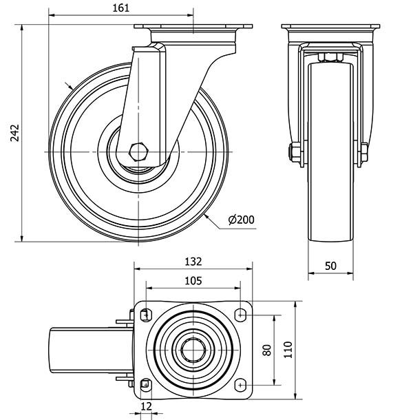 R.GIR.PLACA INOX 4mm 10ZVRI200-FTBI NYLON BLANCO EXTRAFUERTE BOLAS