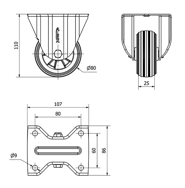 R.FIJA 17ZVL80-PSN POLIAMIX-GOMA NEGRA EJE LISO