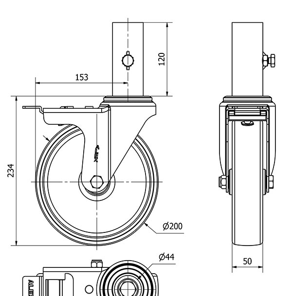 R.GIR.ANDAMIO FRENO 12ZVAFD200-TN NYLON BLANCO EJE LISO
