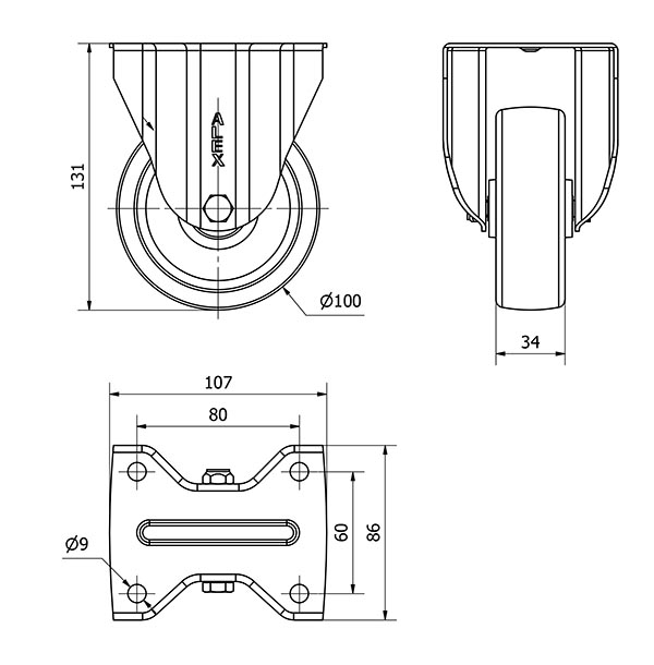 R.FIJA 17ZVL100-UT POLIAMIX BLANCO EJE LISO