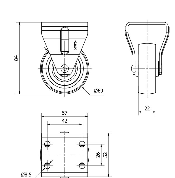 R.FIJA 17ZR60CP-PGIA POLIAMIX-GOMA GRIS EJE LISO