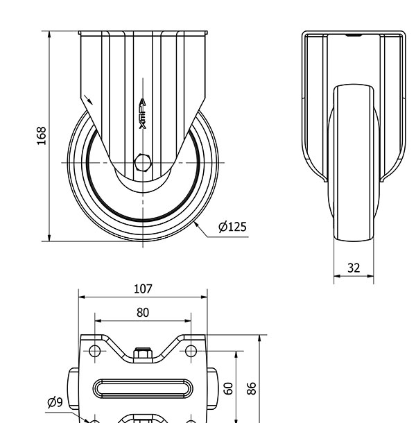 R.FIJA 17A125CP-PUISB POLIP.-POLIUR.GRIS EJE BOLAS