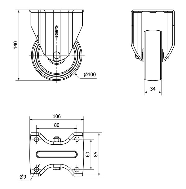 R.FIJA 17TV100-TT RESINA NEGRA EJE LISO