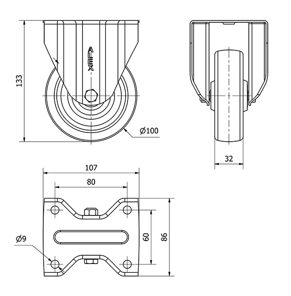 R.FIJA 17ZV100-TD RESINA MARRON EJE LISO