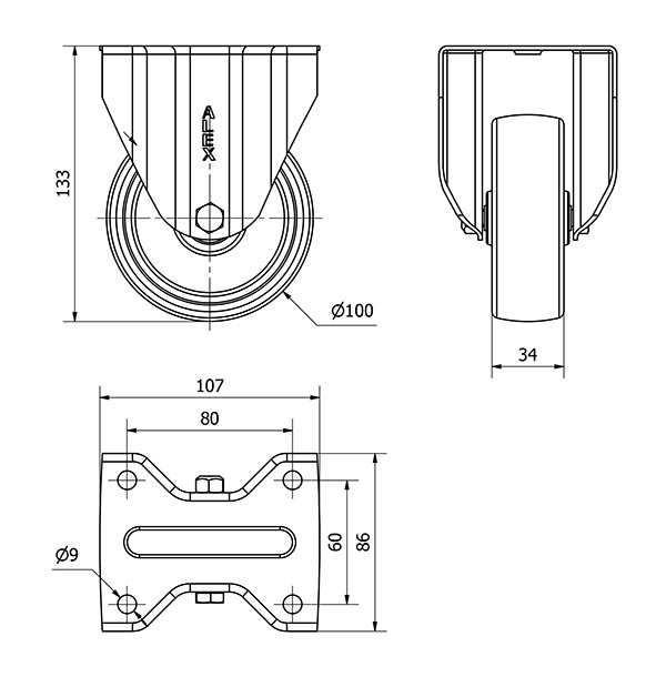 R.FIJA 17ZV100-TT RESINA NEGRA EJE LISO