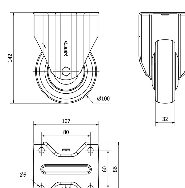 R.FIJA 17A100CP-PUISB POLIP.-POLIUR.GRIS EJE BOLAS