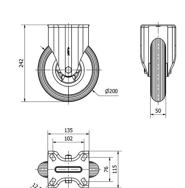 R.FIJA 17ZV200-EPR POLIP.-IMPINCHABLE GRIS EJE RODILLOS