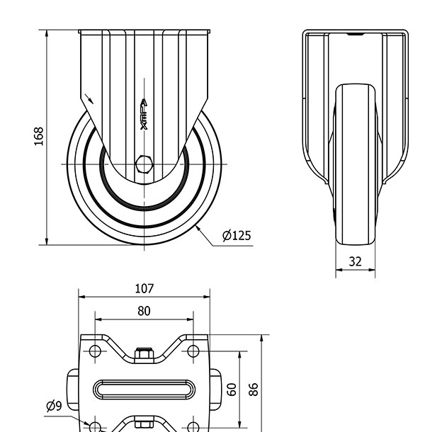R.FIJA 17A125CP-PGASB POLIAMIX-GOMA GRIS EJE BOLAS