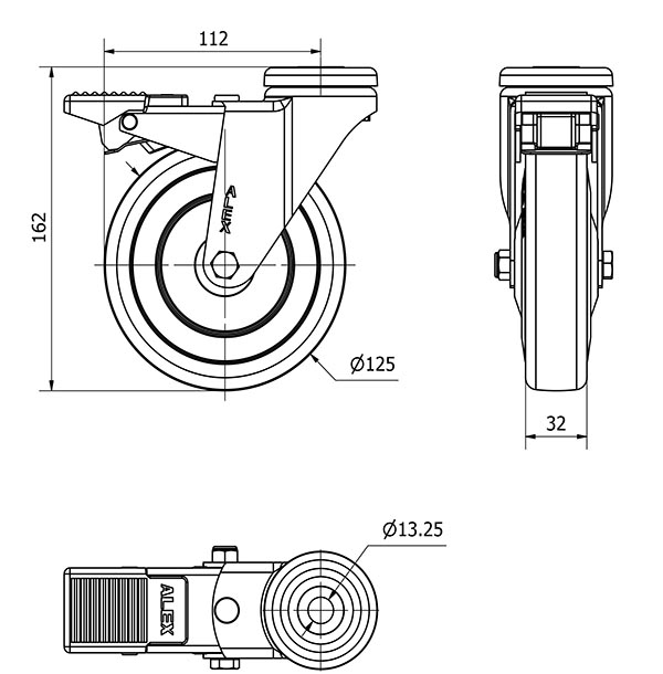 R.GIR.AGUJERO M12 FRENO 20AFD125CP-PGASB POLIAMIX-GOMA GRIS BOLAS