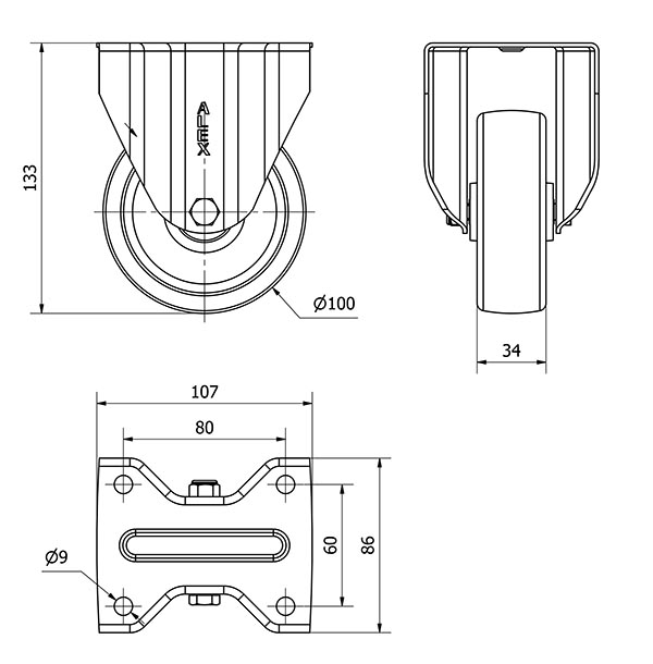 R.FIJA INOX.17ZVI100-UT POLIAMIX BLANCO EJE LISO