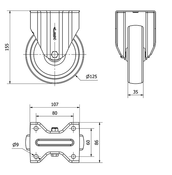 R.FIJA INOX.17ZVI125-UT POLIAMIX BLANCO EJE LISO