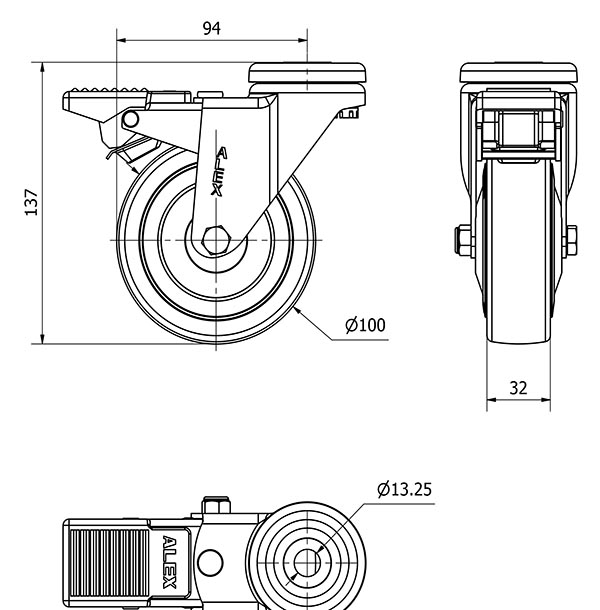 R.GIR.AGUJERO M12 FRENO 20AFD100CP-PGASB POLIAMIX-GOMA GRIS BOLAS