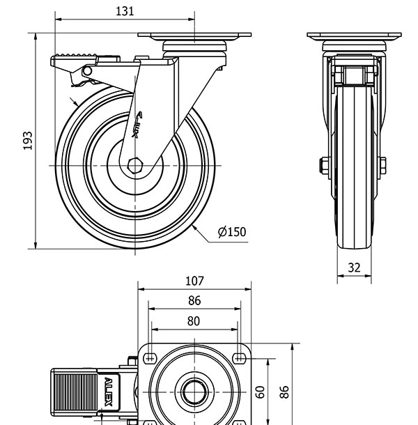 R.GIR.PLACA FRENO 10AFD150CP-PGAN POLIAMIX-GOMA GRIS EJE LISO