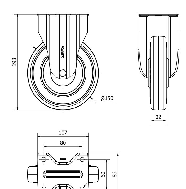 R.FIJA 17A150CP-PGAN POLIAMIX-GOMA GRIS EJE LISO