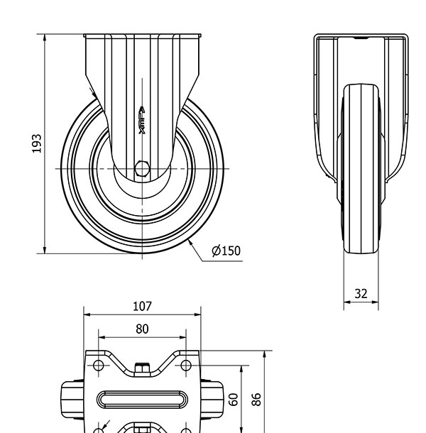 R.FIJA 17A150CP-PGASB POLIAMIX-GOMA GRIS EJE BOLAS