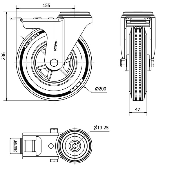 R.GIR.AGUJERO M12 FRENO 20ZVFD200-PSR POLIAMIX-GOMA NEGRA RODILLOS