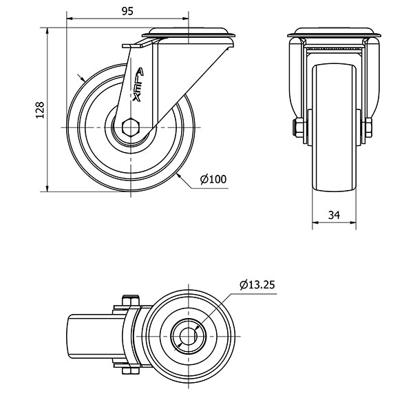 R.GIR.AGUJERO M12 20ZV100-UT POLIAMIX BLANCO EJE LISO