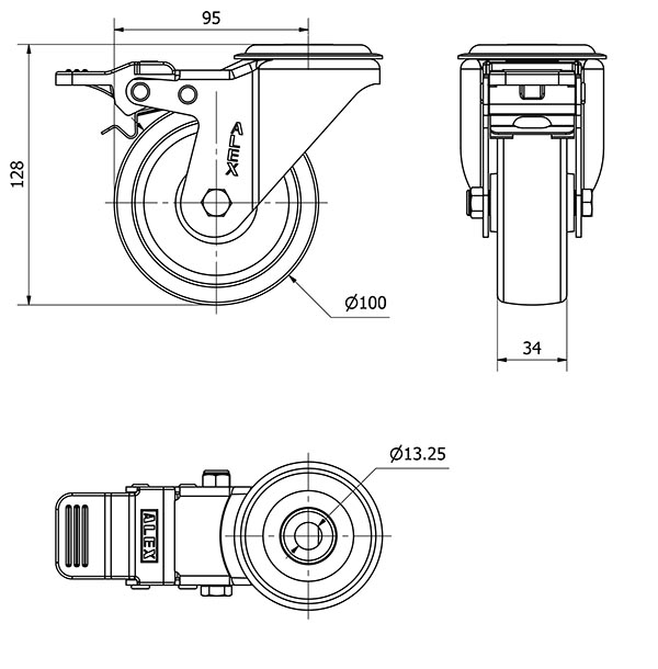 R.GIR.AGUJERO M12 FRENO 20ZVFD100-UT POLIAMIX BLANCO EJE LISO