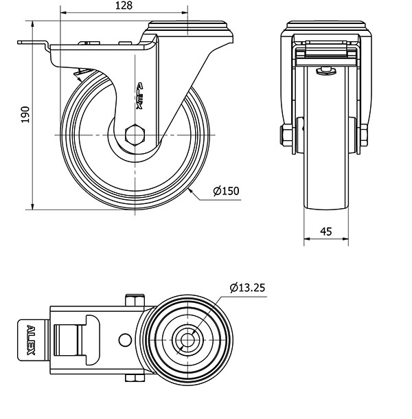 R.GIR.AGUJERO M12 FRENO 20ZVFD150-UT POLIAMIX BLANCO EJE LISO