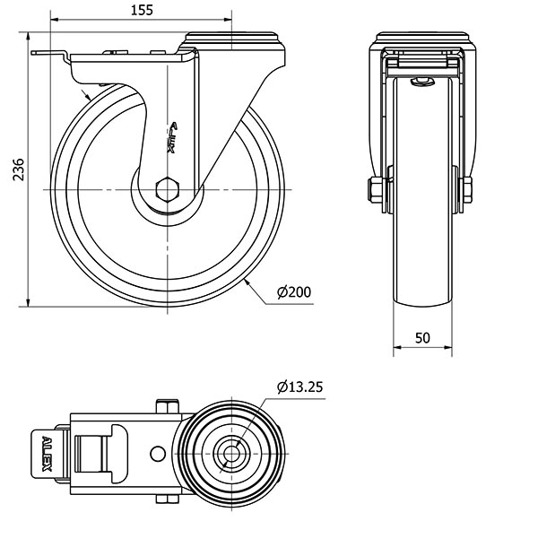 R.GIR.AGUJERO M12 FRENO 20ZVFD200-UT POLIAMIX BLANCO EJE LISO