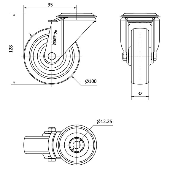R.GIR.AGUJERO M12 20ZV100-TD RESINA MARRON EJE LISO