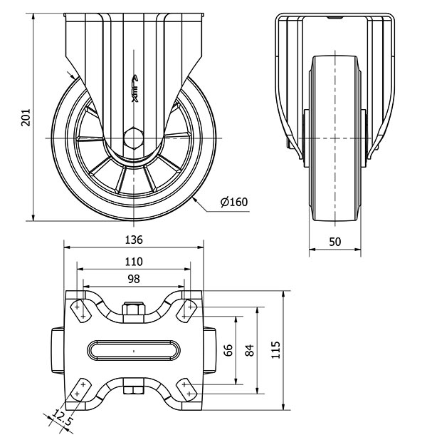 R.FIJA 17ZV160-DEB ALUMINIO-GOMA NEGRA ELASTICA EJE BOLAS