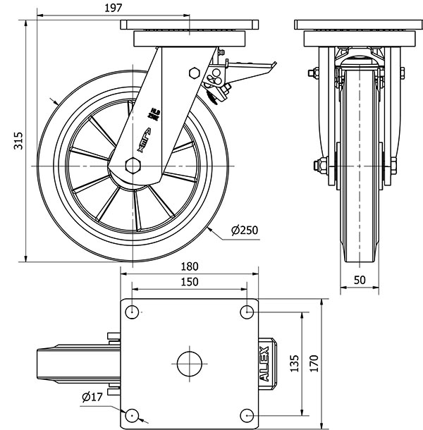 R.GIR.PLACA FRENO 10HLBFD250H-DEB ALUMINIO-GOMA NEGRA ELASTICA BOLAS
