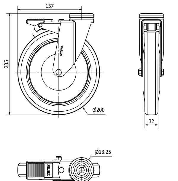 R.GIR.AGUJERO M12 FRENO 20AFD200CP-PGAB POLIAMIX-GOMA GRIS EJE BOLAS