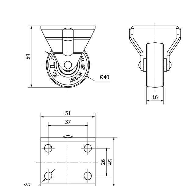 R.FIJA 17ZR40-PGI POLIAMIX-GOMA GRIS EJE LISO